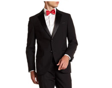 NORDSTROM RACK Black Two Button Notch Lapel Trim Fit Tuxedo Jacket 42 L WEDDING