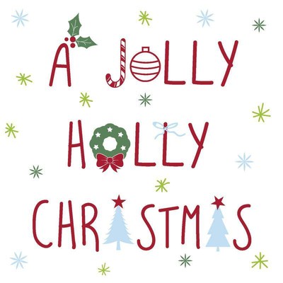 20 Servietten Jolly Holly - Weihnachten - auch für Serviettentechnik