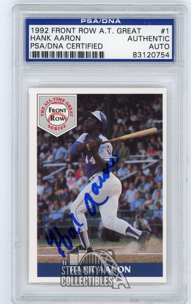Hank Aaron 1992 Front Row All Time Great Autographed Auto Card #1 - PSA/DNA