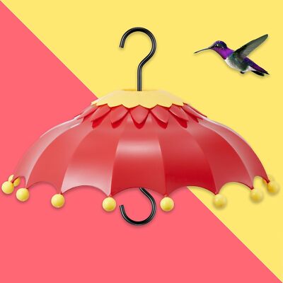 Baffle for Bird Feeder, Feede Cover with 3 Hooks, Red and Yellow 