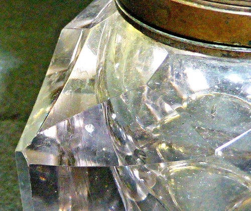 Stunning Large Antique Victorian Crystal Inkwell with Brass Fittings, c1890 - Picture 7 of 22