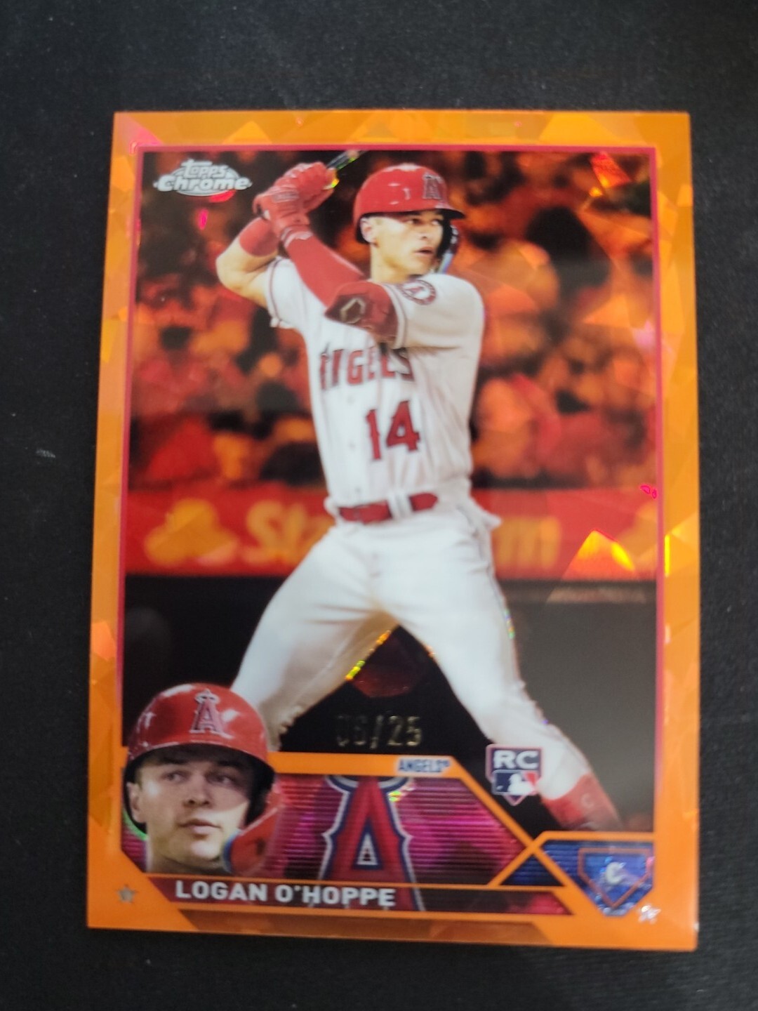 Logan O'Hoppe 2023 Topps Chrome Sapphire  #188 Orange Refractor # /25 RC Angels