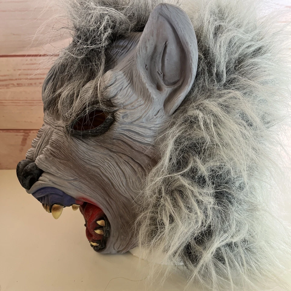 Disfraz Hombre Lobo Peludo Gris Lobo Máscara Halloween, Talla Adulto Foto 4 de 4