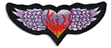 "HARLEY STYLE" WINGS with HEART - IRON or SEW-ON PATCH