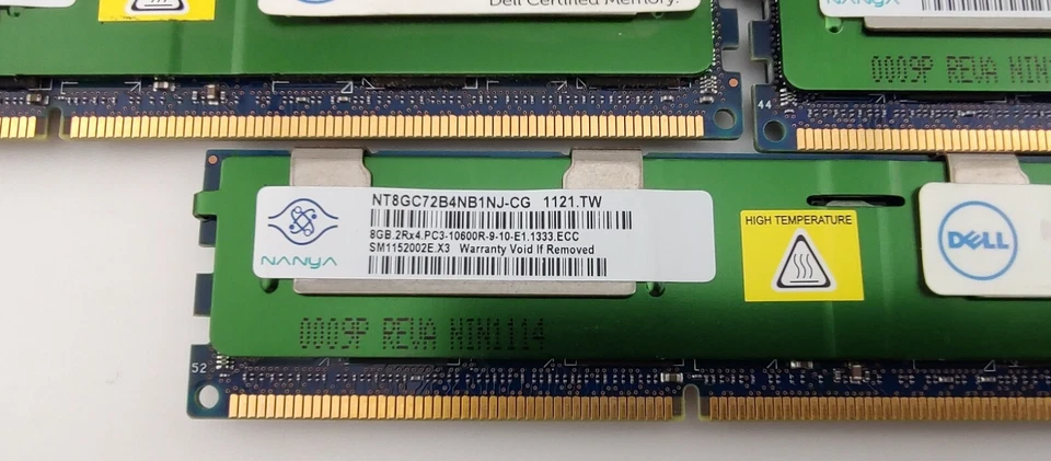 NANYA 88GB (11x8GB) NT8GC72B4NB1NK-CG 2RX4 PC3-10600R ECC REG 1333MHZ Memory - Image 2 of 2