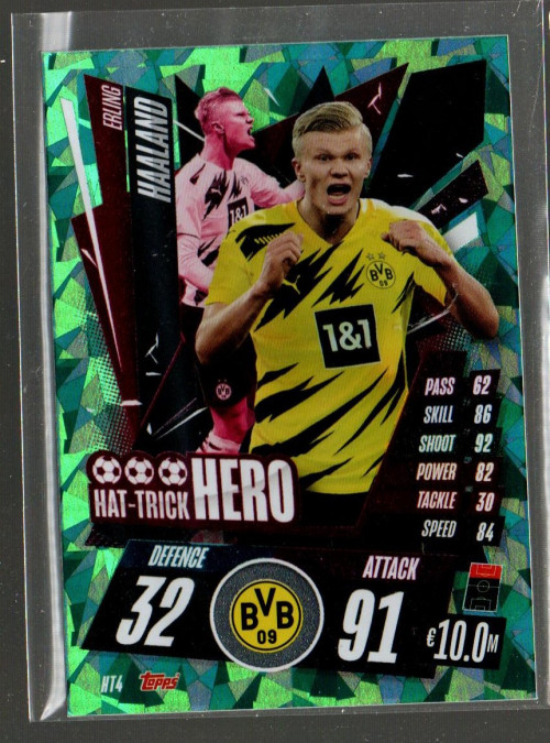 2020-21 Topps Match Attax UEFA Champions League Hat Trick #HT4 Erling Haaland