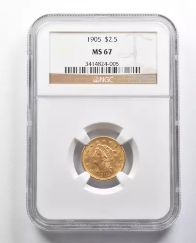 MS67 1905 $2.50 Liberty Head Gold Quarter Eagle NGC *9728
