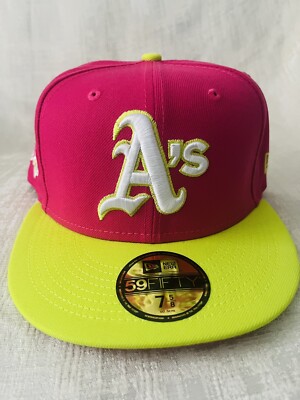 New Era Oakland Athletics World Series Patch Pink A's 59Fifty 5950 7 5/8 Hat Cap