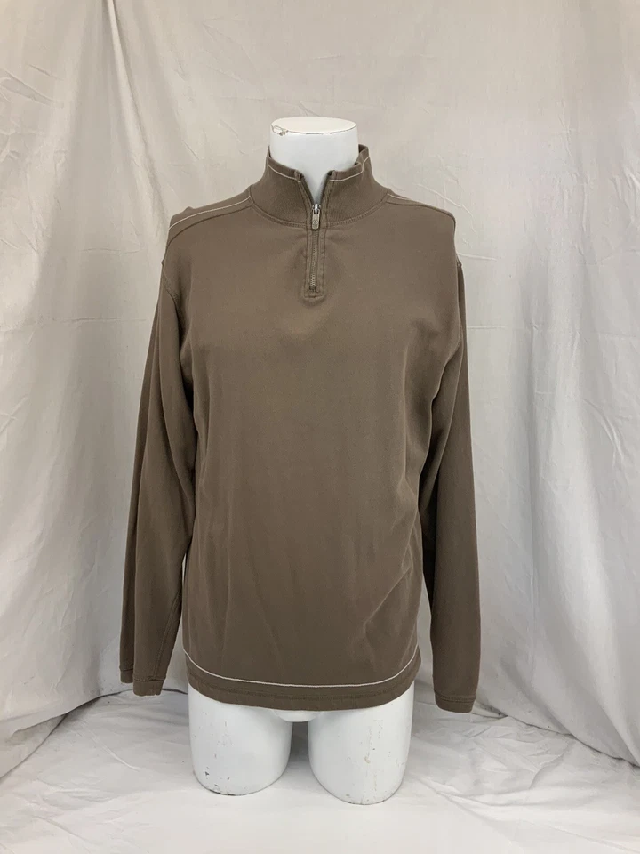 Suéter Pullover Margaritaville M Marrón 1/4 Cremallera 100% Algodón Como Nuevo YGI Q1-322 Foto 2 de 4