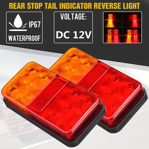 2x Submersible Waterproof 10 LED Stop Tail Lights Kit Boat Truck Trailer Marine - Afbeelding 1 van 10