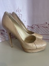 Jimmy Choo Matte Beige Snakeskin Reptile Leather High Heels Pumps Size 39