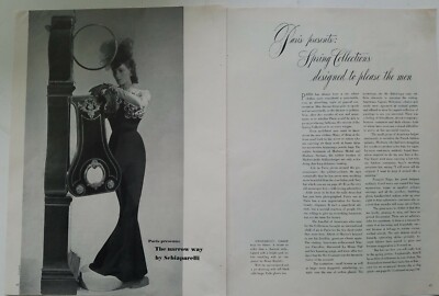 1945 womens Schiaparelli Dinner dress Paris presents narroway vintage fashion ad