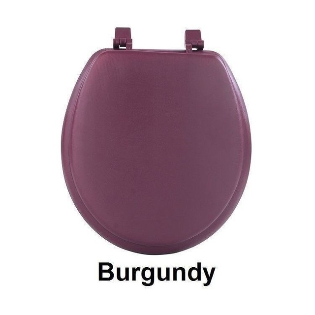 Burgundy Soft Padded Toilet Seat Premium Cushioned Standard Round Cover