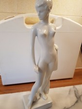 A Rare Royal Dux White Porcelain Nude Female, Makers mark On Base H32cm vgc