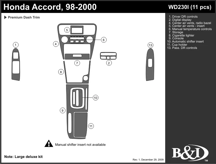 HONDA ACCORD 1998 1999 2000 DASH TRIM KIT i eBay