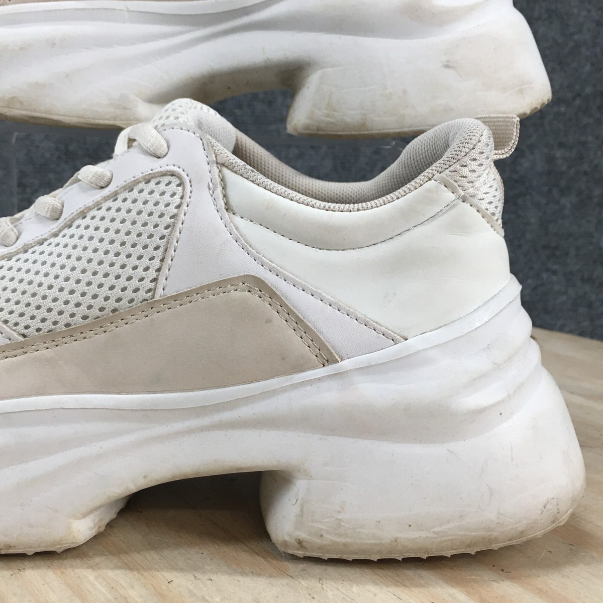 Zara Shoes Womens 37 Casual Comfort Low Sneakers White Faux