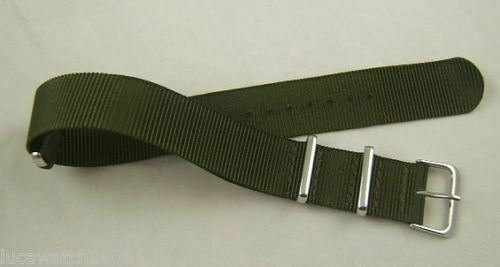 Bracelet Montre NATO En Cuir Véritable Marron - Boucle Noire - Largeurs 18mm 20mm 22mm 24mm