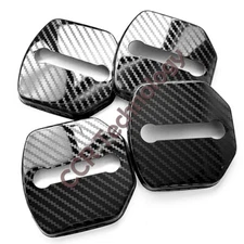 4pcs Carbon Fiber Look Stainless Door Latch Striker Cover Fits 06-19 Taurus