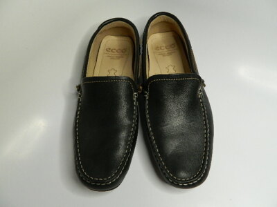 Ecco Mens Slip On Loafer Black Sz 9 9.5 (Eur 43) Leather EUC ECCO Tray Tech Mens Black Leather Slip On Loafers Bike Toe  main image 3