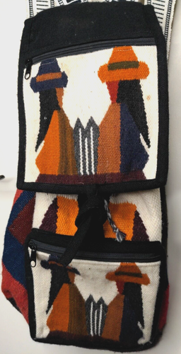 Peruvian Andean Fabric Wool Woven Blanket Pockets Lined Bag Backpack Rucksack - Picture 12 of 15