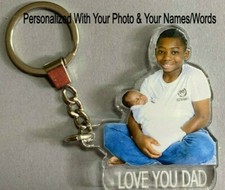 Custom Keychain - Your Photo Picture Printed Personalized Father's Day Key Chain