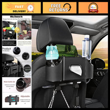 4-in-1 Car Back Seat Organizer with Cup Holder  Tissue Box - Storage for Phone,