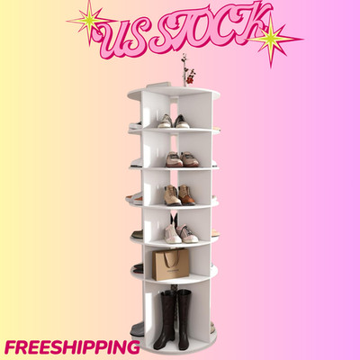 NEW 6 Tier Rotating Shoe Rack 360° Spinning Organizer
