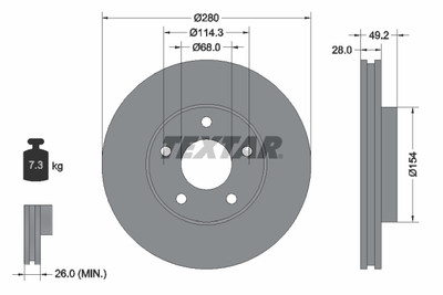 TEXTAR 92109403 Bremsscheibe für INFINITI,NISSAN