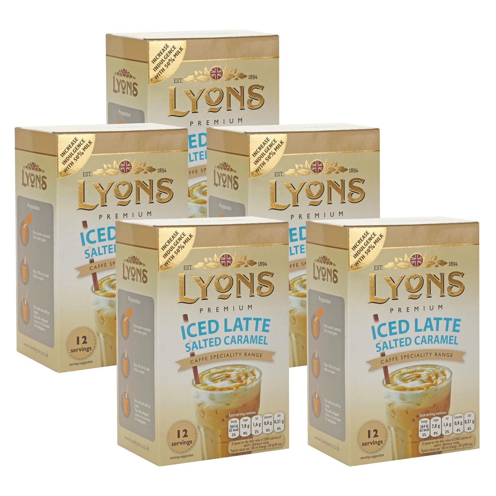 Lyons Iced Latte Salted Caramel 5x12x15g