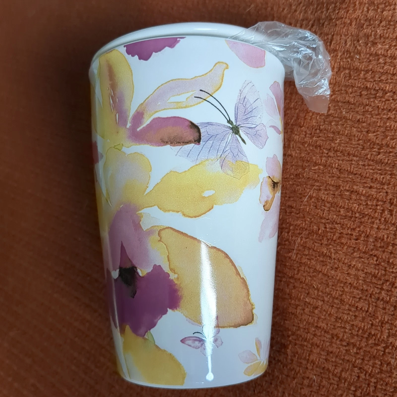 Tea Forte Kati Cup Mariposa, Ceramic Tea Infuser Cup with Infuser Basket and Lid
