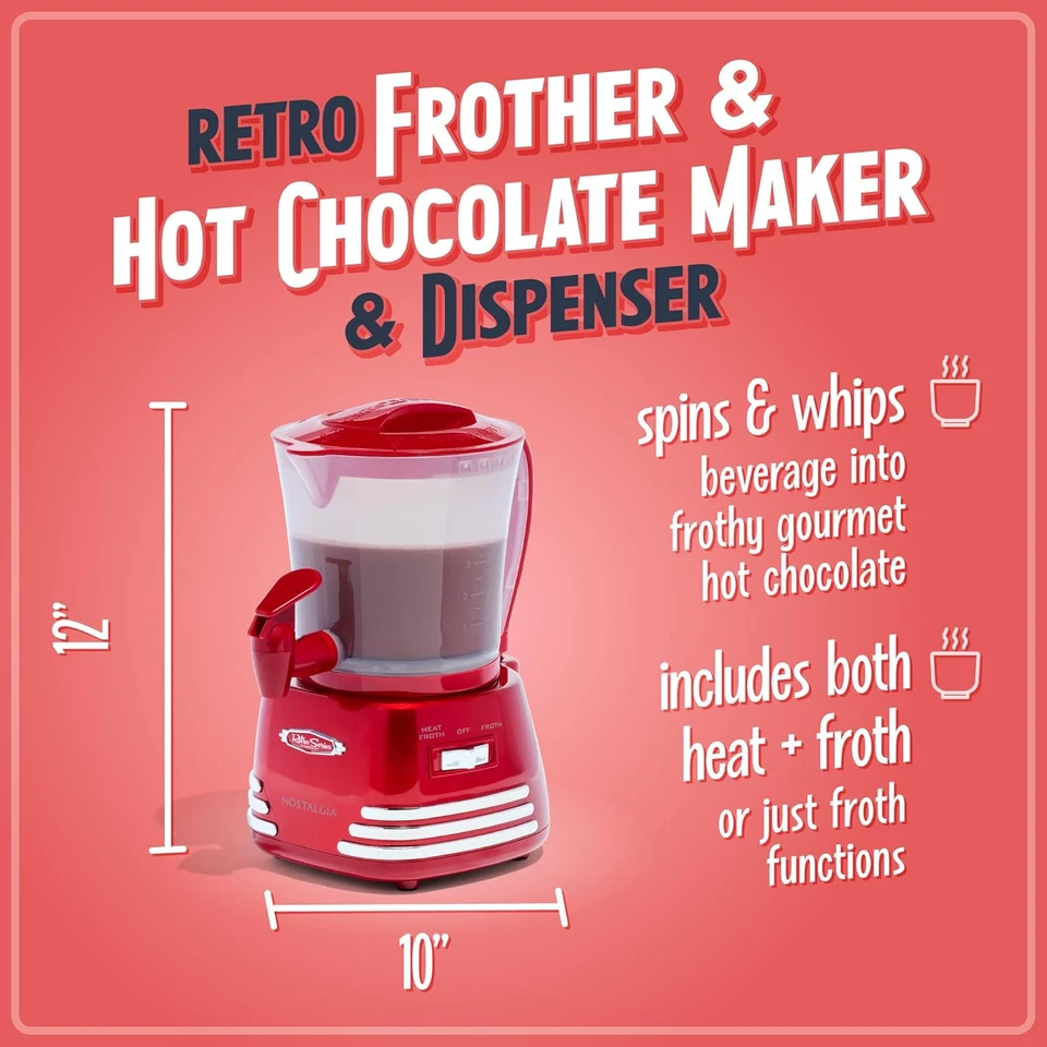 Retro Frother and Hot Chocolate Maker and Dispenser, 32 Oz, for Coffees, Lattes, - Image 2 of 4