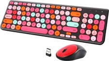 Retro Typewriter Wireless Keyboard Mouse Combo with Round Keycaps Black