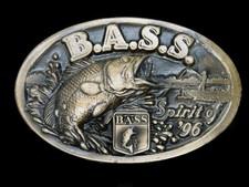 TC05106 VINTAGE 1996 BASS ANGLERS SPORTSMAN SOCIETY FISHING BELT BUCKLE