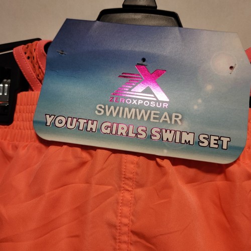 ZEROXPOSUR Youth Girls Swim Set 2 piece Hi-Viz Neon Size X- Large 16 *NEW* - Picture 11 of 12
