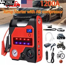 1200A Car Jump Starter with Air compressor Booster Jumper Power Bank Car Battery