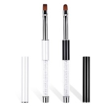 Professional 2Pcs Oval Flat Nail Brush Set with Rhinestone black and white