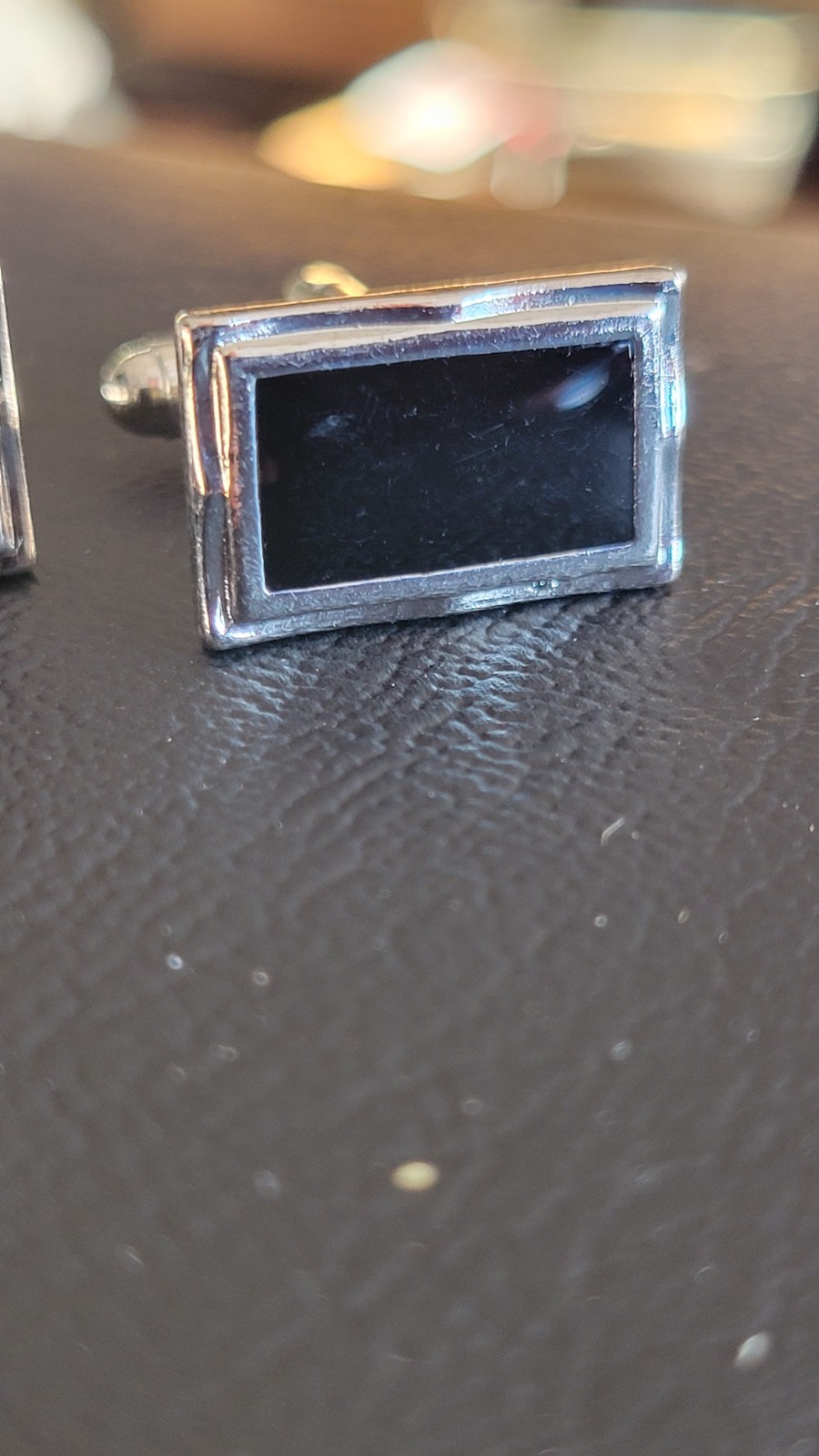 Men’s Silver Black Rectangular Cufflinks Modern F… - image 6