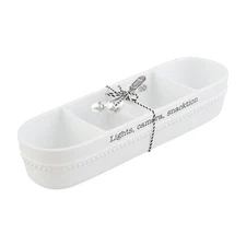 Mud Pie Circa 4 Section Tidbit, dish 4" x 14" | spoon 3 1/2", WHITE