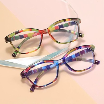 Blaulichtfilterbrille für Damen, flache Gläser, Lesebrille gegen Ermüdung