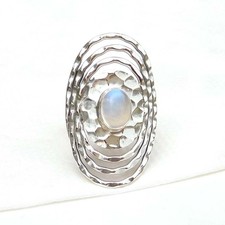 Natural Rainbow Moonstone Ring Solid 925 Sterling Silver Moonstone Jewelry-R184