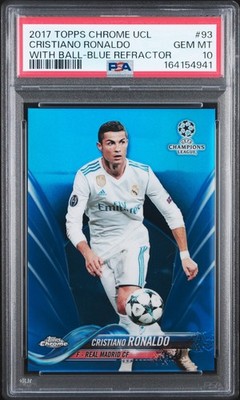 Cristiano Ronaldo 2017 Topps Chrome True Blue Refractor PSA 10 Gem Mint #D /150
