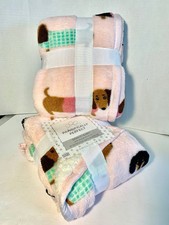 Adorable Dachshund pink Sherpa throw blanket