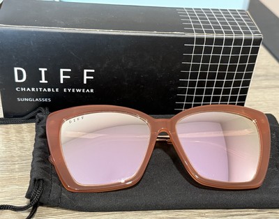 DIFF BECKY IV OYSTER PINK + CHERRY BLOSSOM MIRRORED Oversized Sunglasses ~ NEW