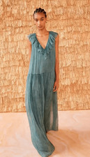 ULLA JOHNSON 100% Silk Audelia Gown in Spruce NWT Size 00