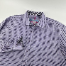 Robert Graham Mens L Button Down Geometric Print LS Paisley Flip Cuff