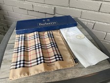 Vintage Burberrys London Nova Check Pure Silk Pocket Square Scarf w/ Box Italy