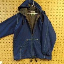 VTG Quiksilver QSD Insulated Denim Jacket, Mens Large, Made In USA, Hooded, Rare