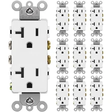 10 Pack 20 Amp Decorator Wall Receptacle Outlet Non-Tamper-Resistant 20A/125V
