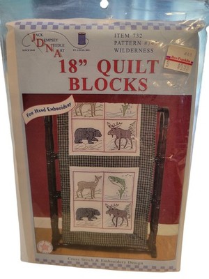 Jack Demsey White Quilt Blocks Wilderness Pattern 18''x 18'' Blocks 2004