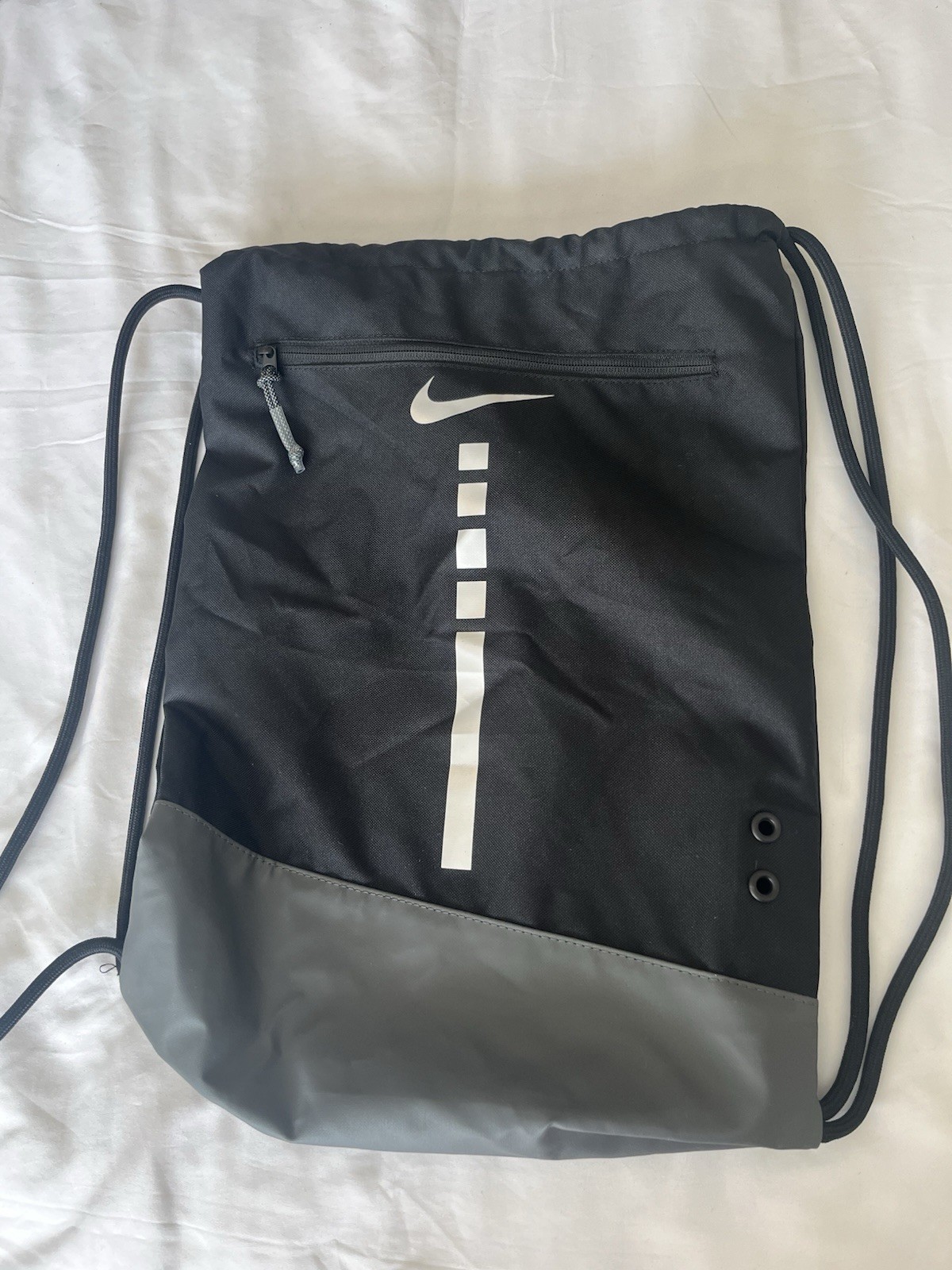 Nike Drawstring Backpack Black Gray Sackpack Gym Bag Lightwe